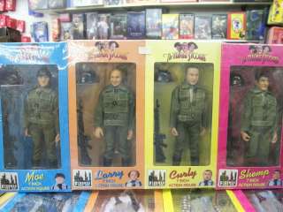 THREE STOOGES 7 INCH ACTION FIGURES IN MILITARY UNIFORM  