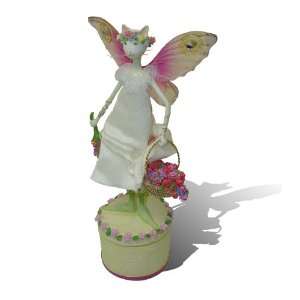 Adorable Musical Cat Fairy Figurine with Flower Basket from Catwalk 