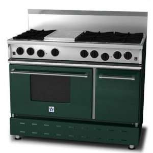   RNB 48 Inch Natural Gas Range With 12 Inch Charbroiler   Moss Green