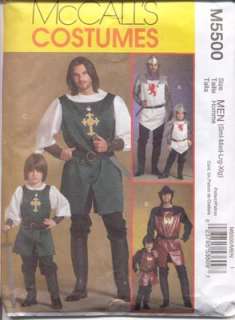 McCalls Pattern 5500 Men Knight Samurai Costume S M L X  