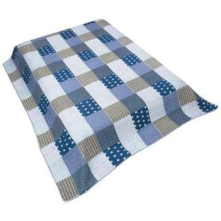 Country Patchwork Blue Quilt Fits Queen Size  