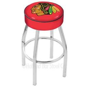  25 Chicago Blackhawks Red Counter Stool   Swivel With Chrome Ring 