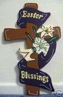 Easter Blessings Cross Spring Lily Lawn Yard Art Decoration  