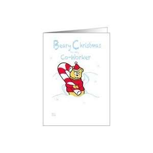  Merry Christmas   co worker  Teddy Bear & Candy Cane Card 