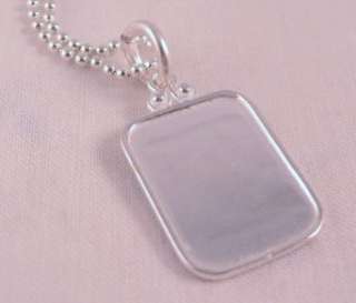 Rectangle Sterling Silver Necklace Custom Personalized  
