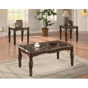 3PC Traditional Faux Marble Coffee Table Set With Coffee Table And Two 