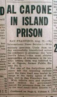 1934 Chicago newspaper headline RALPH CAPONE sent to Jail & Al sent to 