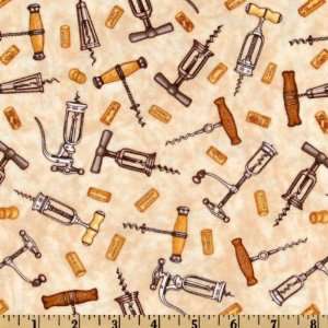  44 Wide Vineyard Collection Corkscrews Ecru Fabric By 