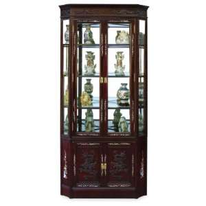  Rosewood Dragon Motif Corner Curio Cabinet