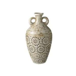  Double Arm Debossed Crackle Vase