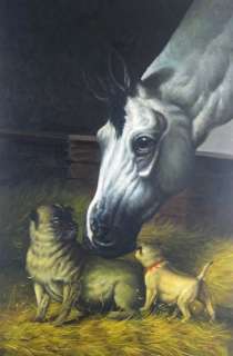 Horse & Dog, High Quality Naturalism Oil Painting 2x3  