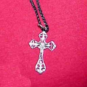  Silver Ornate Cross Pendant Necklace 