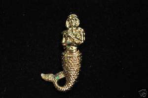 Awesome goldtone MERMAID costume pin  