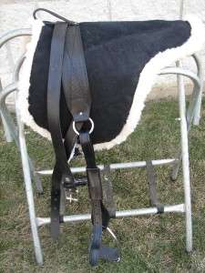 BLACK Leather Bareback Saddle Pad DRAFT Horse +stirrups  