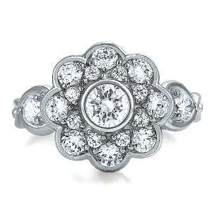 Sterling Silver Cubic Zirconia CZ Flower Shape Fashion Right Hand Ring 