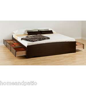 Espresso King Size Platform 6 Drawer Storage Bed  
