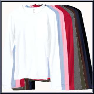 Blank Ribbed Long Sleeve Womens Cotton Shirt S 2X  