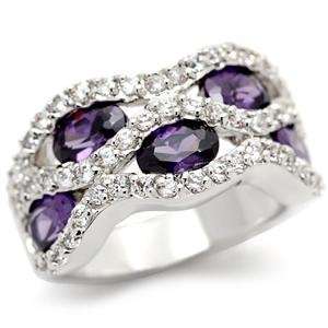   CZ Rings   Oval Cut Dark Amethyst CZ Right Hand Ring   Size 5 Jewelry