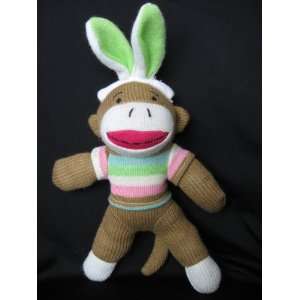    DanDee 9 Plush Sock Monkey Boy with Bunny Ears Toys & Games