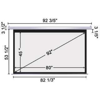 92 Diagonal 169 Electric Projector Projection Screen 80x45 