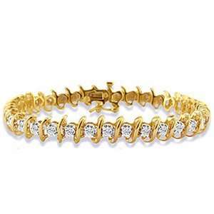   Carats Diamond 10k Yellow Gold S Link Tennis Bracelet (7) Jewelry