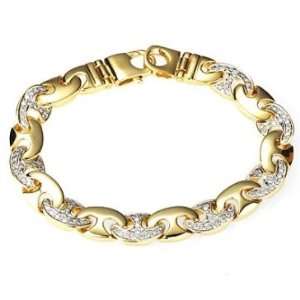 14K Yellow Gold Mens Diamond Handmade Mariner Link Bracelet 8.5 (2 