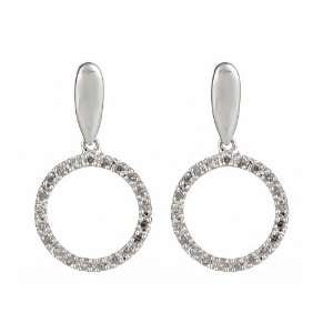  Thomas Laine   Pave Diamond Circle Drop Earrings Jewelry