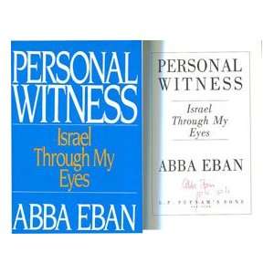  Abba Eban Signed Personal Witness Israel Through My Eyes 