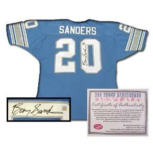 Barry Sanders Hand Signed Authentic Detroit Lions Blue Jersey