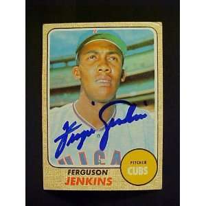 Ferguson Jenkins Chicago Cubs #410 1968 Topps Autographed Baseball 