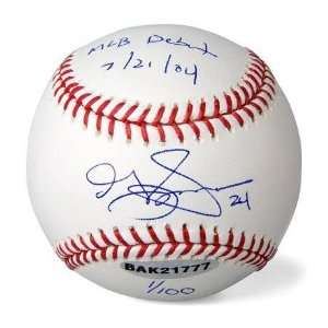 Grady Sizemore Autographed Baseball   Inscribed MLB Debut 7/21/04 