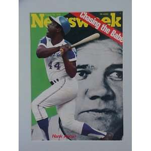 Hank Aaron Chasing Babe Ruth August 13 1973 Newsweek Magazine Matted 