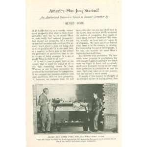  1928 Interview With Auto Maker Henry Ford 