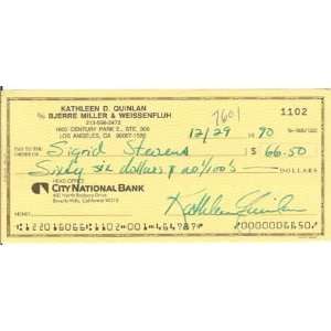 Kathleen Quinlan Signed Original Cancelled Check