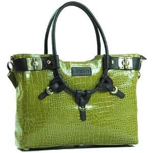 com Brigitte Green Shiny Patent Mock Crocodile Laptop Purse by Kerri 