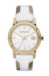 Burberry Timepieces Medium Stamped Leather Strap Watch $495.00
