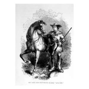Kit Carson with His Horse Apache Premium Poster Print, 18x24
