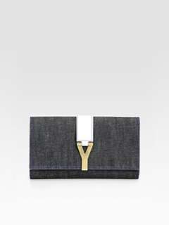 Yves Saint Laurent   YSL Large Denim Clutch