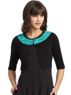 Moschino Cheap And Chic   Beaded Collar Cropped Cardigan