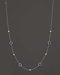   Rain Sterling Silver Necklace In Dark Amethyst And Diamonds, 18