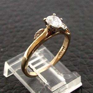 ESTATE Vintage 1980s 14k Yellow Gold Pear Diamond Ladies Engagement 
