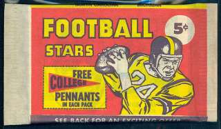 1961 Nu Card Football Unopened Wax Pack With Ernie Davis Visible on 