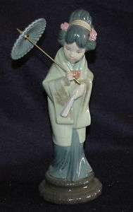 Lladro Japanese With Parasal Figurine Geisha Mint #4988  