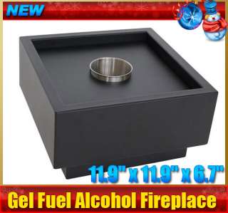   Square Gel Alcohol Bio Ethanol Fireplace Table Model Black  