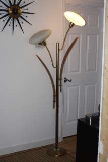 Vintage Mid Century Flower Floor Lamp with Glass Shades  