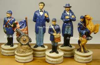 CIVIL WAR US North vs South chess set 17 Burlwood Board  