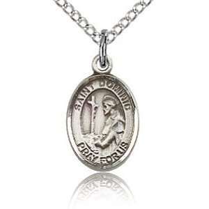    Sterling Silver 1/2in St Dominic Charm & 18in Chain Jewelry