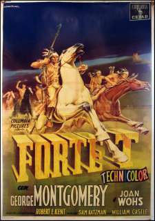 French ANTIQUE Movie POSTER Fort Ti Fort Ticonderoga George Montgomery 