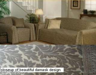 BEIGE DAMASK FURNITURE THROW COVER  CHAIR 70 x 90  