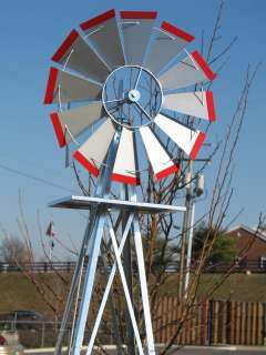 Garden Windmill 8 foot Galvinized Red trim Made in USA  